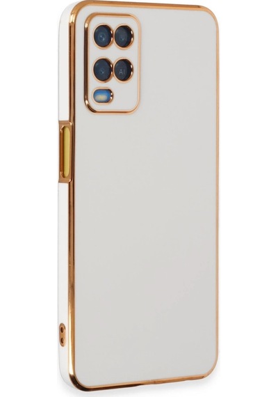 Oppo A54 4g Kılıf Volet Silikon - Beyaz Düz Renkli