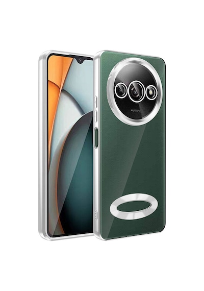 Xiaomi Redmi A3 4g 2024 Kılıf Kamera Korumalı Logo Gösteren Zore Omega Kapak Gümüş