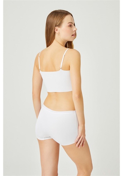 Cottonhill Beyaz Basic Lazer Kesim Dikişsiz Kadın Boxer Külot Beyaz