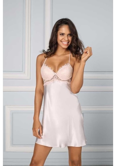 Pierre Cardin 6'lı Saten Gecelik Sabahlık Çeyiz Seti 6955 İnci İnci