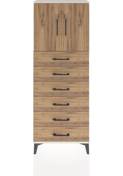 Arges Dolap 2 Raflı 6 Çekmeceli 2 Kapaklı 60x30x163 Aytaşı-çam Aytaşı