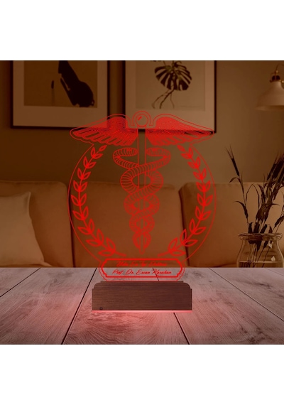 Luvivia Doktor Tıp Logo Tasarım Hediye Kişiye Özel 3d Lamba - Masa Gece Lambası