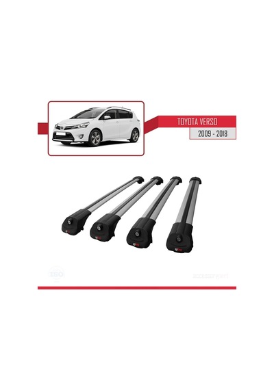 Toyota Verso 2009-2018 Arası İle Uyumlu Ace-1 Ara Atkı Tavan Barı Gri 4 Adet Bar