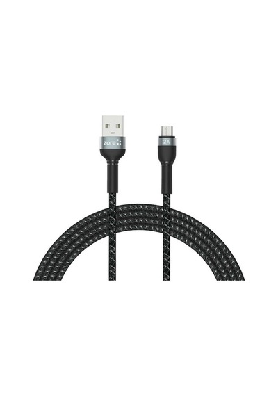 Zore Shira Serisi Micro Usb Kablo 2 Metre-Siyah-Siyah