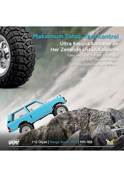 Mn Model Mn168 1/12 Range Rover Classic 1970 4wd Crawler Offroad Uzaktan Kumandalı Araba Arazi Aracı Rc Model Car Truck Rtr Açık Mavi Mn-168 +dahili Işık Seti