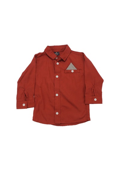 Bebegen Erkek Çocuk Kiremit Cebi Mendilli Gömlekli 2'li Takım Cok Renkli