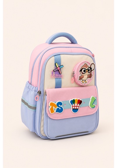 Ccs Kids Kız Çocuk İlkokul 3'lü Okul Çantası Seti Beslenme Çantası Kalemlik Pembe Mavi Ortopedik