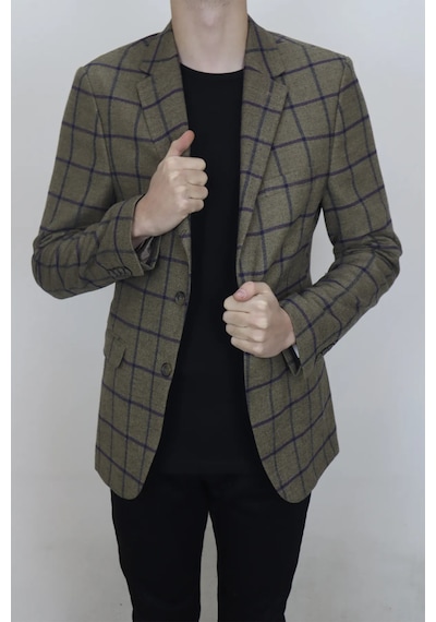 Moda Dmctekstil Erkek Haki Yeşil Ekose Kareli İtalyan Kesim Dar Kalıp Çift Düğme Kışlık Blazer Ceket Moda Dmctekstil Erkek Haki Yeşil Ekose Kareli İtalyan Kesim Dar Kalıp Çift Düğme Kışlık Blazer Ceket