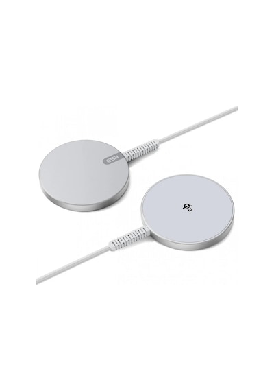 Halolock Mini Qi2 Sertifikalı, Magsafe 15w Kablosuz Şarj Cihazı, Gümüş Gri