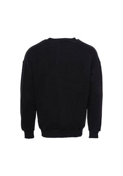 Wessi Siyah Desensiz Bisiklet Yaka Sweatshirt Siyah
