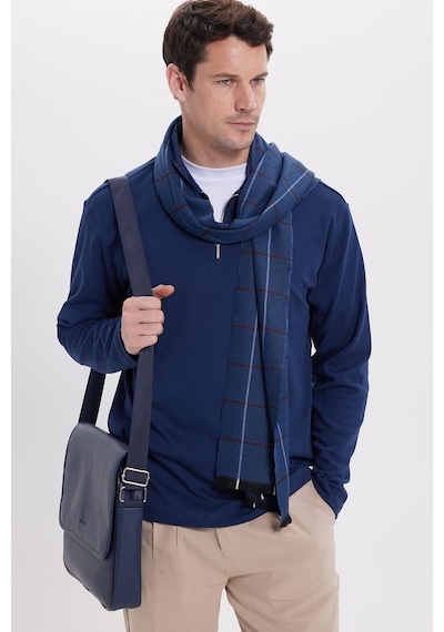 Tudors Erkek Relax Fit Rahat Kesim %100 Pamuk Yarım Fermuarlı Polo Yaka İnterlok Lacivert Sweatshirt-42169 Lacivert