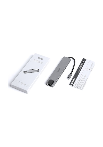 Dark USB 3.1 Type-C 8 in 1 Ethernet / HDMI / TF SD Kart Okuyucu