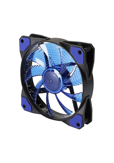 12Cm Kasa Fanı 3D 15 Led Lastik Pad Mavi Renk