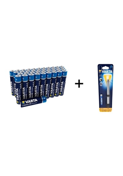 Varta 4903 AAA İnce Kalem Pil 40'lı + Varta 16611 Led Penlight