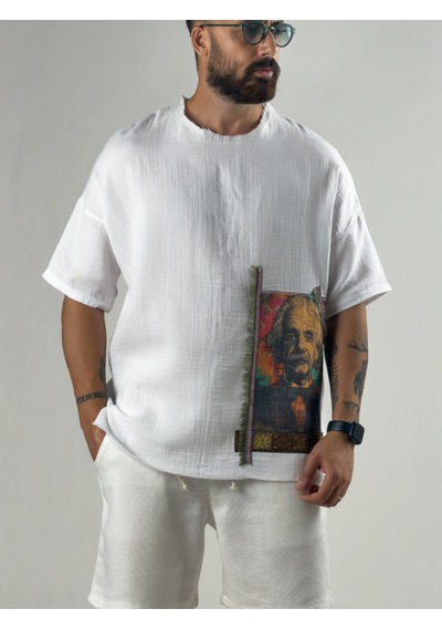 Cocopelli Portre Buldan Bej Erkek T-shirt Coc3265
