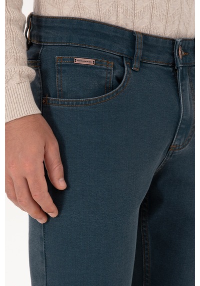 U.S. Polo Assn. Erkek Koyu Mavi Slim Fit Petrol Jean Pantolon 50308119-VR102
