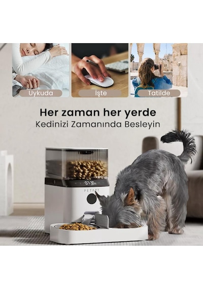 Petfit Autodine X Plus 5l Wi-fi Kameralı Çift Kase Akıllı Otomatik Kedi Köpek Mama Kabı Besleme Ünitesi Sesli Komut+çelik Kase+app Kontrol