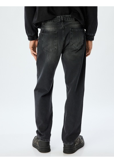 Koton Düz Paça Straight Fit Kot Pantolon Standart Bel - Mark Jean Siyah 5wam40066ıd Siyah