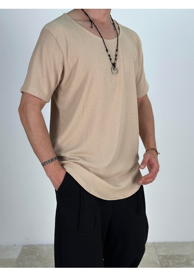 Cocopelli Lycralı Bej T-shirt Coc2029 Bej
