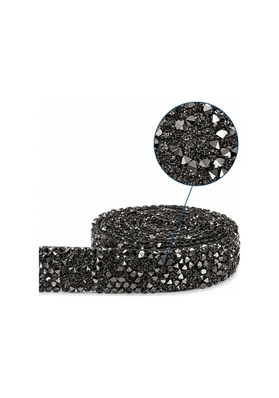 Black Diamond / Antrasit Ütüyle Yapışan Taşlı Şerit Aplik 2 Cm X 1 Metre Abiye Elbise Süsleme Diğer