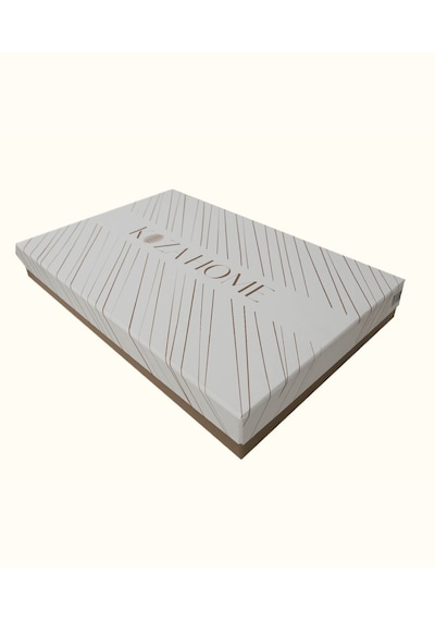 Koza Home Glow Tencel Saten Çift Kişilik Optik Beyaz Gold Biye Nevresim Tak Beyaz - Bej