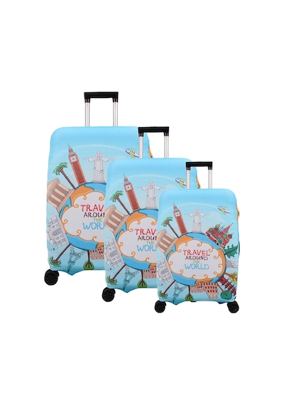 Bagacar Travel Büyük Orta Kabin Boy İçin 3 Lü Valiz Kılıfı Çok Renkli