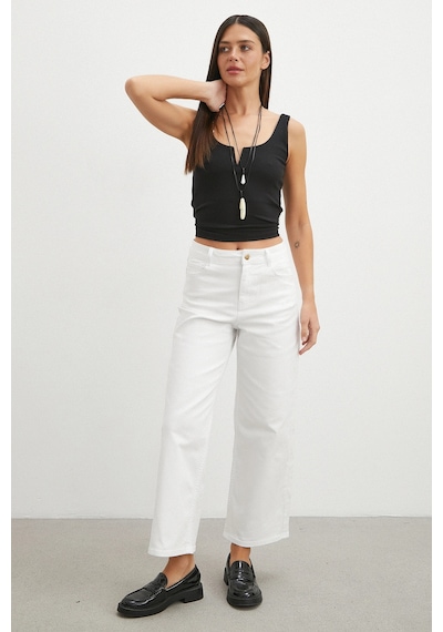 Never More Yüksek Bel Culotte Jean Beyaz