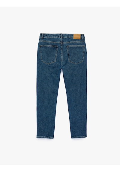 Koton Pamuklu Normal Bel 5 Cepli Regular Tapered Jean Pantolon Koyu İndigo 7wam40345nd