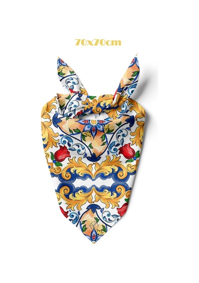 Güneşli Venedik Desen 70 70cm Bandana/fular Çok Renkli