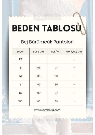 Rovebella Bej Bürümcük Rahat Kesim Kadın Pantolon