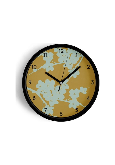 Soyut Çiçekler Modern Tasarım Duvar Saati - 25cm - Önü Camlı Siyah Kasa - Sessiz Mekanizma-jh0350 Siyah