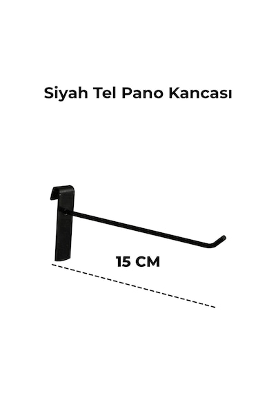 Tel Pano Kancası 15 Cm Siyah Raf Askısı Raf Kancası Mağaza Düzenleme 350 Adet