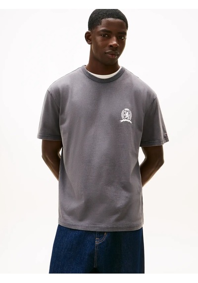 Tommy Hilfiger Tjm Rlx Crest Play T, Bds Gri Erkek T-shirt
