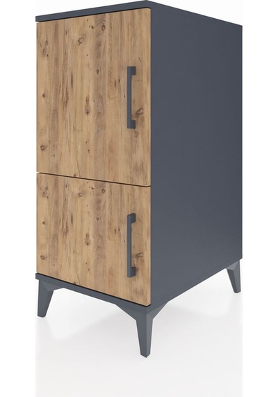 Kronos Komodin 3 Raflı 2 Kapaklı 44x59x96 Antrasit-çam Antrasit