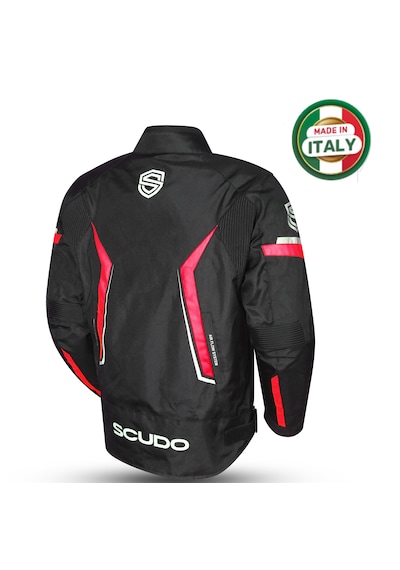 Scudo Roma 4 Mevsim Erkek Motosiklet Ceketi Siyah/kırmızı