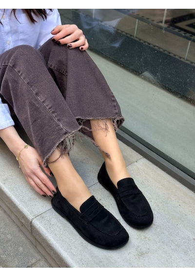 Erva'nın Butiği Siyah Süet Daria Kadın Casual Günlük Ayakkabı-6132