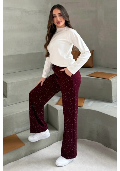 Bbbutikbasic Taşlı Modal Pantolon M4737 Bordo