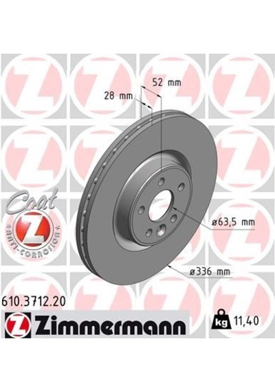 Zımmermann 610.3712.20 Ön Fren Dısk Aynası Havalı Volvo S60 Iı 10 15 S80 Iı 06 V60 I 11 15 V70 Iıı 07 15 Xc70 Iı 09 15 336cm Cap 30769057-30736313 -