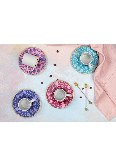 Porland 04A+P021743 Glamorous 8 Parça Renkli Kahve Takımı