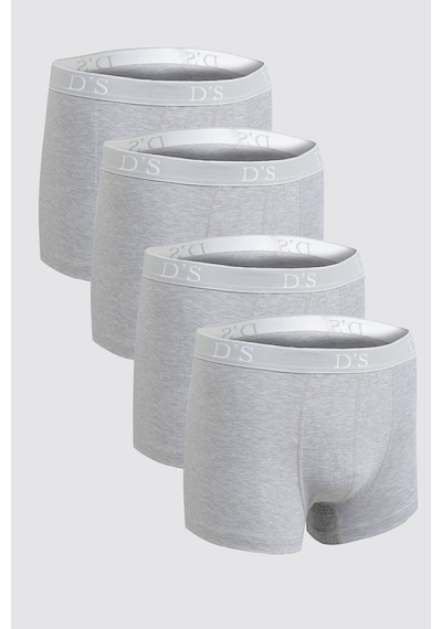 D's Damat Ds Damat Gri Beli Lastikli Marka Logolu Likralı Esneyebilen 4'Lü Boxer Set 4HC44ORTBS04 Gri