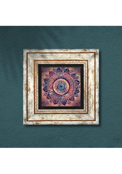 Mandala Taş Duvar Tablosu - Çerçeveli Taş Tablo - Dekoratif Duvar Sanatı - Modern Ev Ve Ofis Duvar Dekoru T1-226