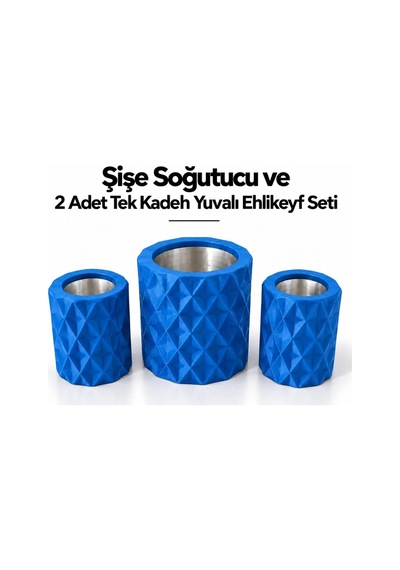 Mor Elmas Desenli Şişe Soğutucu Ve 2 Adet Ehlikeyf Seti