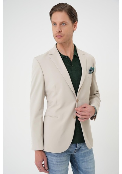 Efor Comfort Fit Çift Yırtmaç Fleto Cep Esnek Pamuk Casual Kum Ceket C 675 Kum