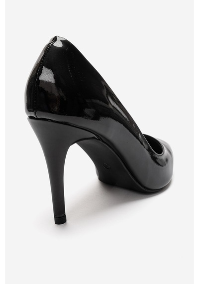 Luvi Shoes Morıel Siyah Rugan Hakiki Deri Kadın Topuklu Ayakkabı Rugan Siyah