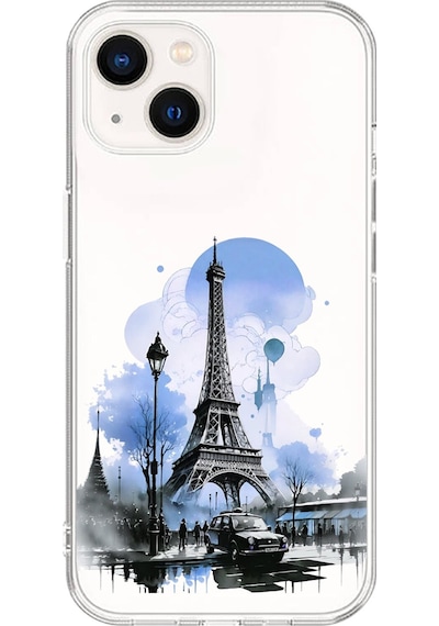 Apple Uyumlu iPhone 13 Şeffaf Kılıf Paris 2 Tasarımlı