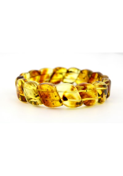 Kehribar Bileklik Fosilli Roleks Özel Tasarım Ambergold Blk23-46 Çok Renkli