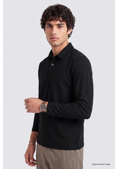 Tommy Life Siyah Rahat Form Basic Erkek Polo Yaka T-shirt - 88512