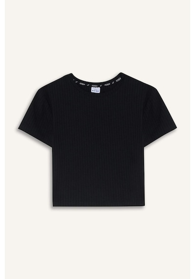 DeFactoFit Cropped Fit Bisiklet Yaka Sporcu Kısa Kollu Tişört E2536AX25SMBK81