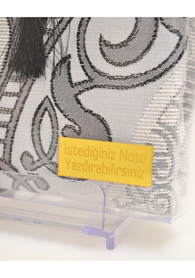 Kişiye Özel Pamuk Dokulu Seccade Ve İnci Tesbih Özel Hediye Seti Siyah