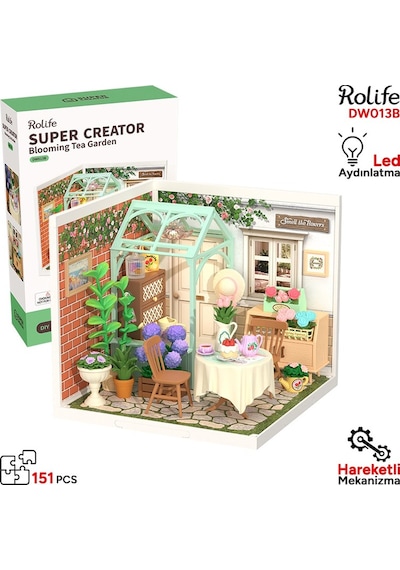 Rolife Dw013b Çiçek Açan Çay Bahçesi Blooming Tea Garden Dıy Minyatür Maket Model Set Mini Dollhouse 3d Model Kit Detaylı Dekoratif Hobi Seti 3d Puzzle Tiny House